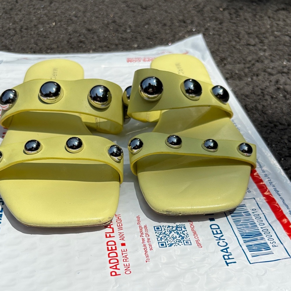 Marc Fisher Yellow silver Studded flat Sandals - Picture 4 of 5